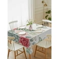 thumbnail image 2 of Spring Roses Rectangle Tablecloth, Garden Botanical Leaves Butterflies Waterproof & StainResistant Tablecloth, Washable Oil-proof Table Cover for Dining/Party/Wedding/Camping/Buffet 60x84 In, 2 of 9