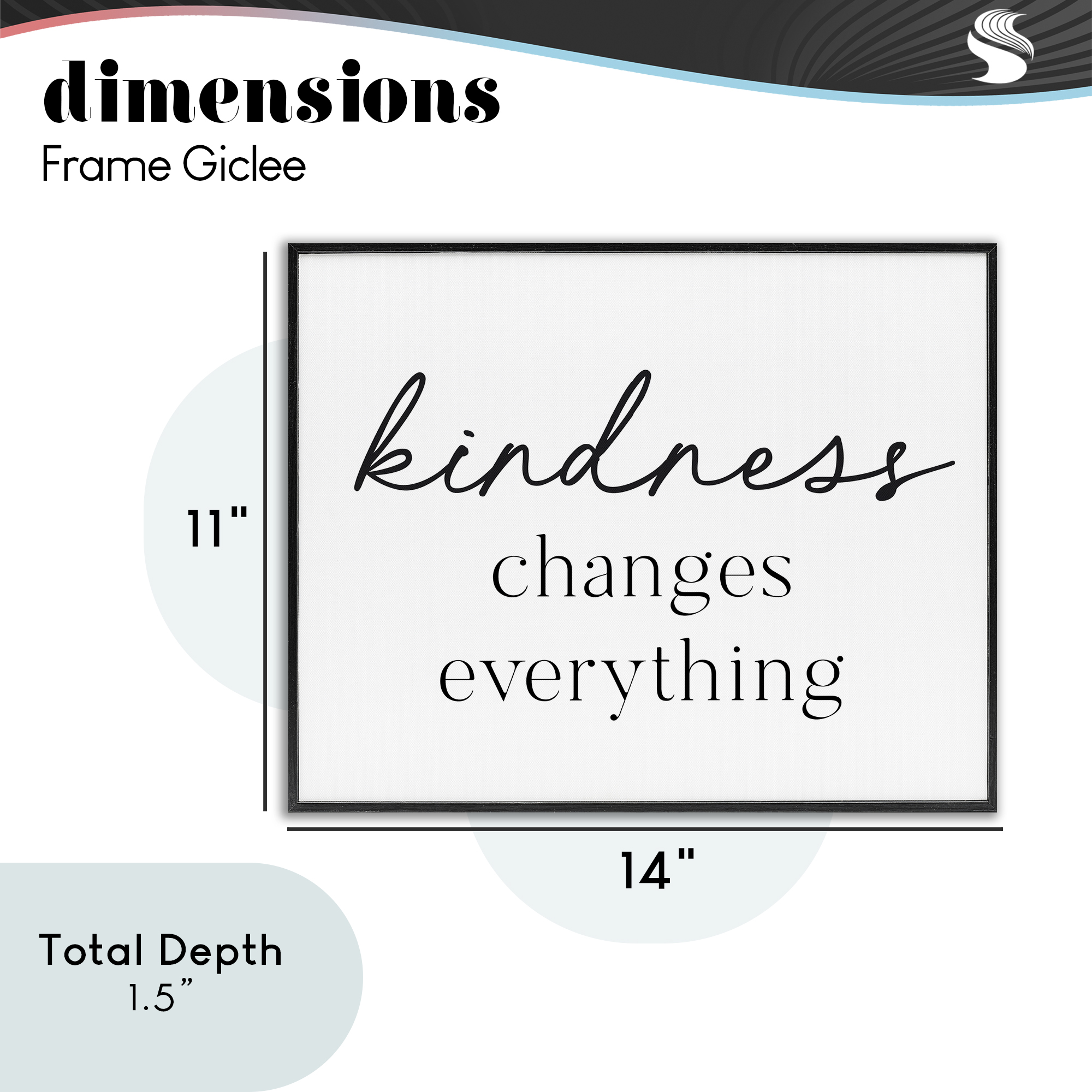Kindness Changes Everything Black Framed Giclee Art, design by Lettered and Lined