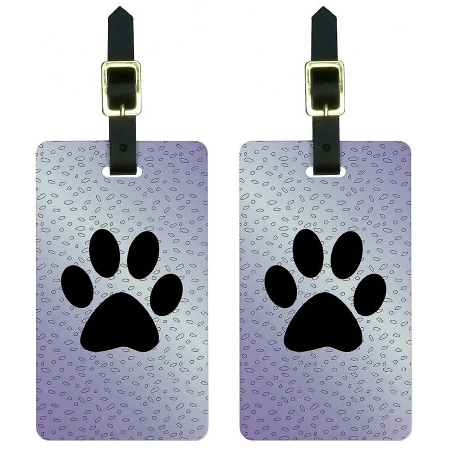 Paw Print of Awesomeness Purple Luggage Tags Suitcase CarryOn ID, Set