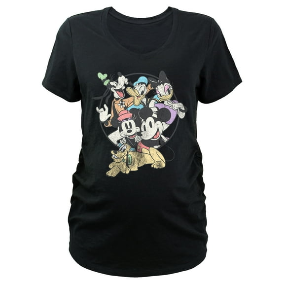 Women's Mickey & Friends Distressed Retro Crew Graphic Maternity T-Shirt