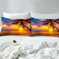 thumbnail image 4 of Erosebridal Romantic Beach Sunset Bed Sheets Twin , Coastal Palm Tree Bedding Sets Twin Size, Ocean Room Decorative 3pcs, 4 of 7
