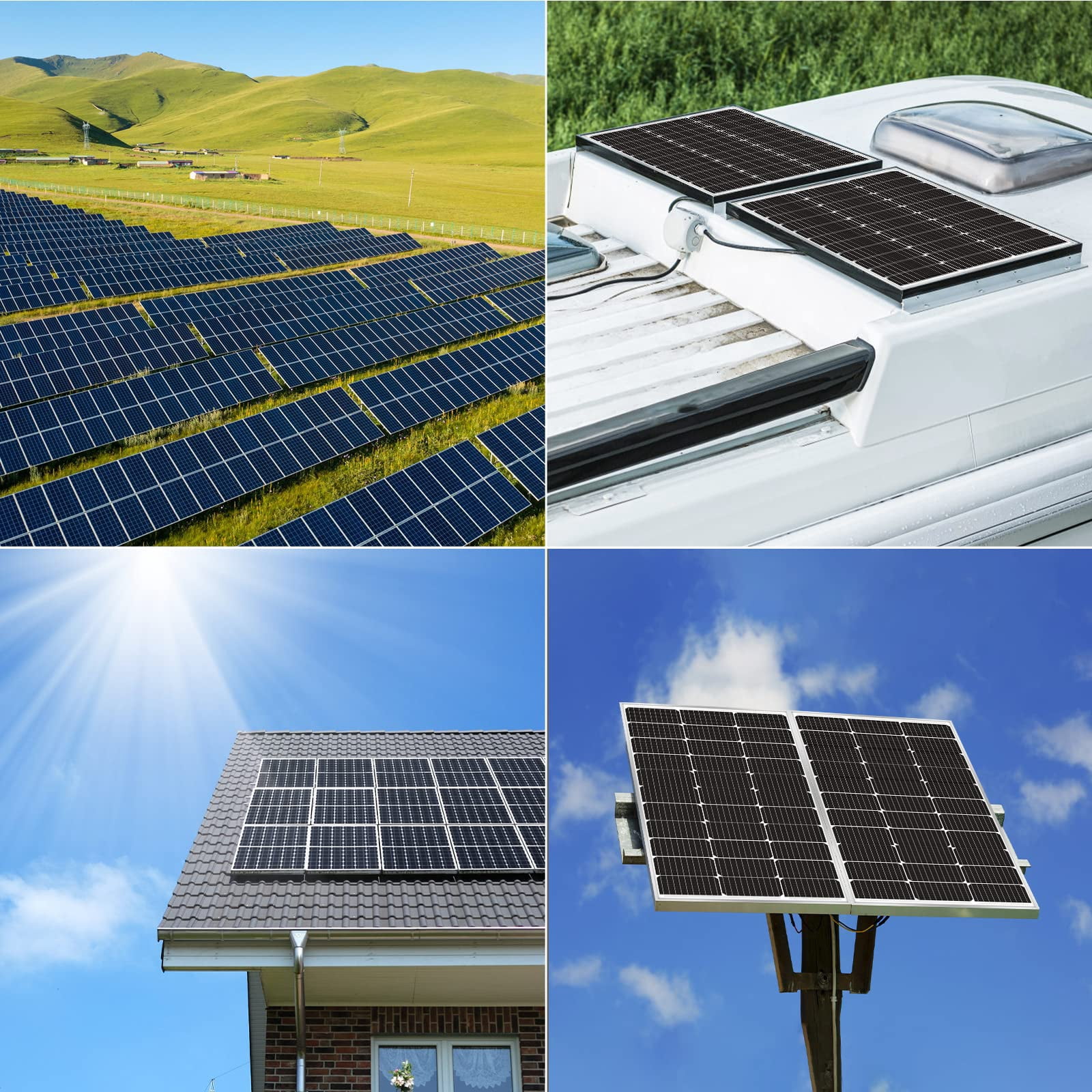 WERCHTAY 300W Monocrystalline Solar Panels, 2 Pack