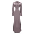 thumbnail image 5 of Wancir Women's Mock Neck Satin Dress Elegant Long Sleeve Elastic High Waist Formal Wedding Cocktail Party Maxi Dresses, 5 of 6