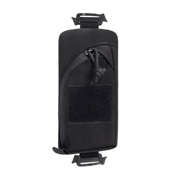 Black Nylon Outdoor Tactical EDC Pouch Bag, Portable Hiking Backpack Phone Holder, Camping Mountaineering Accessory Pouch