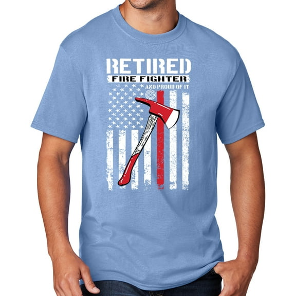 Men's Retired Firefighter with Axe T-shirt, 4XL Light Blue