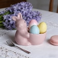 thumbnail image 4 of karymi Elegant Ceramic Rabbit Egg Cup Holder Cute White Bunny Candy Dish, Easter Serveware Easter Bunny Decorative Bowls for Candy 3.54in Gifts for Men Room Decor, 4 of 6
