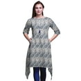 thumbnail image 1 of Bimba Blue Weave Shibori Printed Asymmetrical Kurti Tops For Women Indian Summer Dress Tunic Medium, 1 of 1