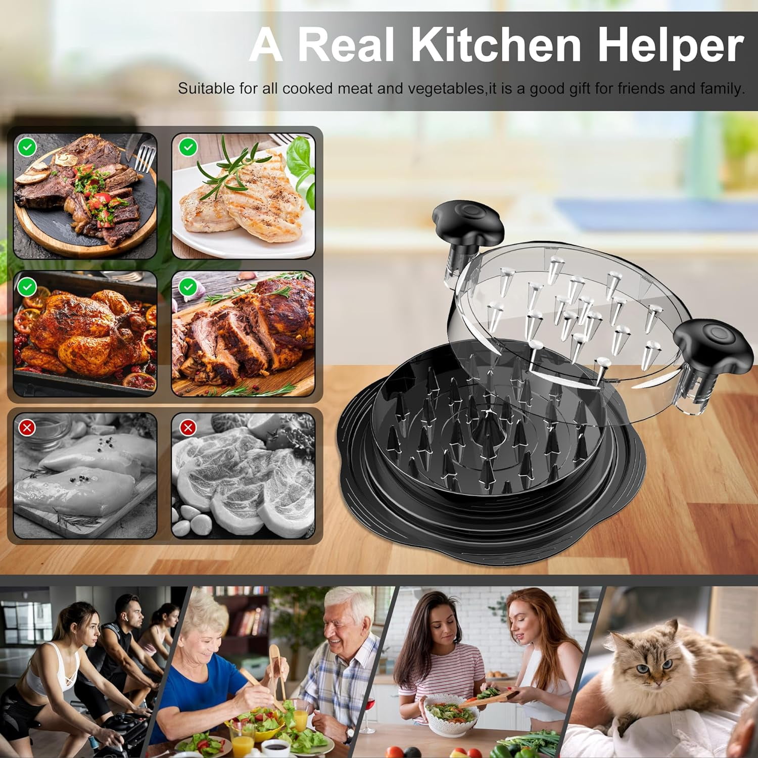 Senya Chicken Shredder Large Chicken Breast Shredder Tool Twist, Visible Meat Shredder Machine, Anti-Slip Strip