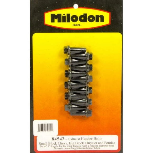 Milodon 84542 Kit de Boulon de Collecteur - Petit Bloc Chevy 6 Points - 0.37 x 1 Po.