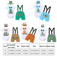 thumbnail image 5 of IBTOM CASTLE Baby Boy 1st Birthday Outfit Jungle Woodland Animal Romper + Bloomers + Suspenders 3PCS Clothes Set Photography 12-18 Months Teal Blue, 5 of 8