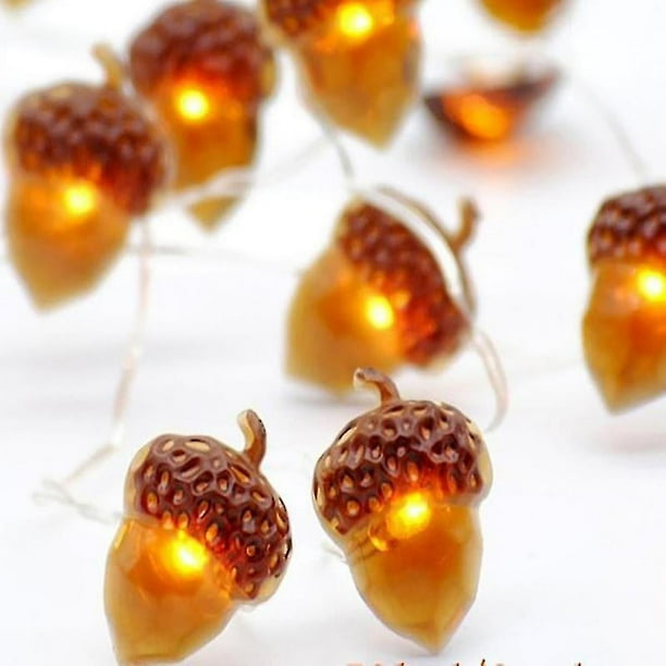 Guirnalda de luces LED impermeables, 3 m, 30 luces LED con pilas, decoración del hogar con control remoto para otoño, Navidad, Acción de Gracias, boda, cumpleaños