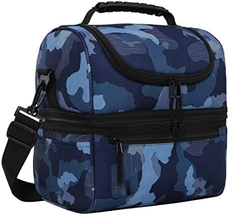 Adult Lunch Box Insulated Lunch Bag Large Cooler Tote Bag for Women, Double Deck Cooler, Camouflage (Large)