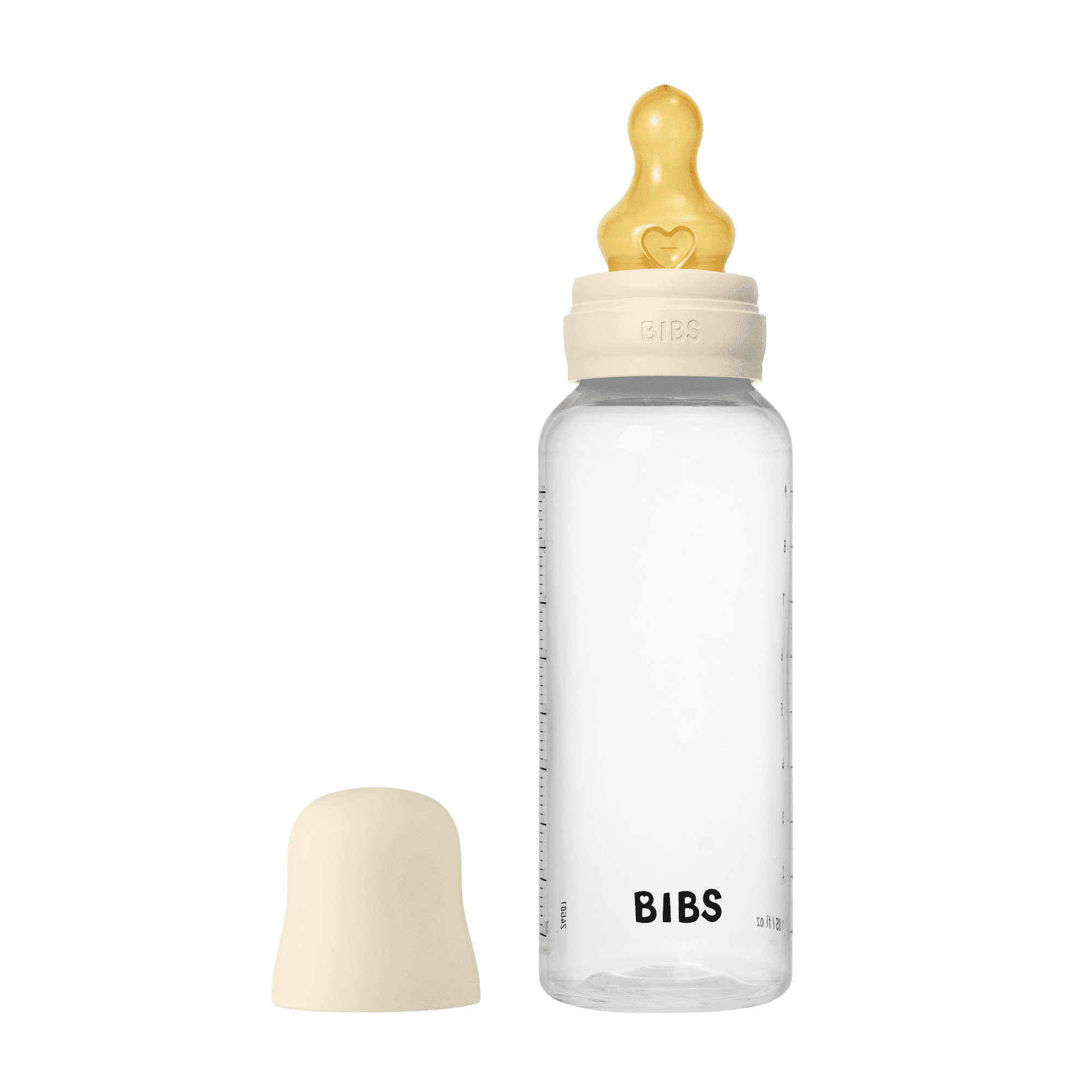 BIBS Baby Bottles with Medium Flow Natural Rubber Latex Nipple, Ivory, 9 oz, 2 pack