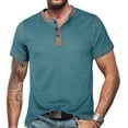 thumbnail image 2 of Xihbxyly Mens Shirts, Men's Casual Henley Shirt Short Sleeve Casual Work T-Shirt Classic Tee for Men Big and Tall Shirts for Men, 2 of 7