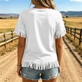 thumbnail image 6 of Hurxie Fringe Tops for Women Short Sleeve Top T Shirt Western Cowgirl Cropped Tee White,2XL, 6 of 8