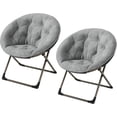thumbnail image 3 of Gray folding saucer sillas con cozy faux fur, soft thick padded seat, metal frame, y gold legs - moderno style para sala de estar, dormitorio, suitable para para niños y adults (x-grande), 3 of 9