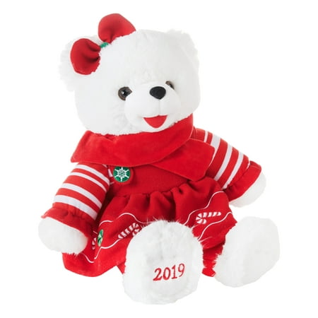 Holiday Time 2019 Snowflake Teddy Bear, Red Dress