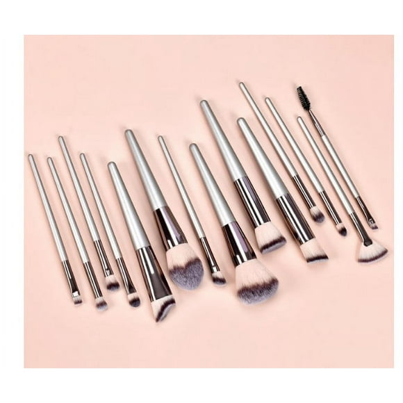 1/4/10/14 Juego de 10 brochas de maquillaje color champán con bolsa