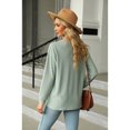 thumbnail image 4 of Anbech Vneck Women Solid Color Shirt Buttons Long Sleeve Blouse Casual Fashion Tops, 4 of 9