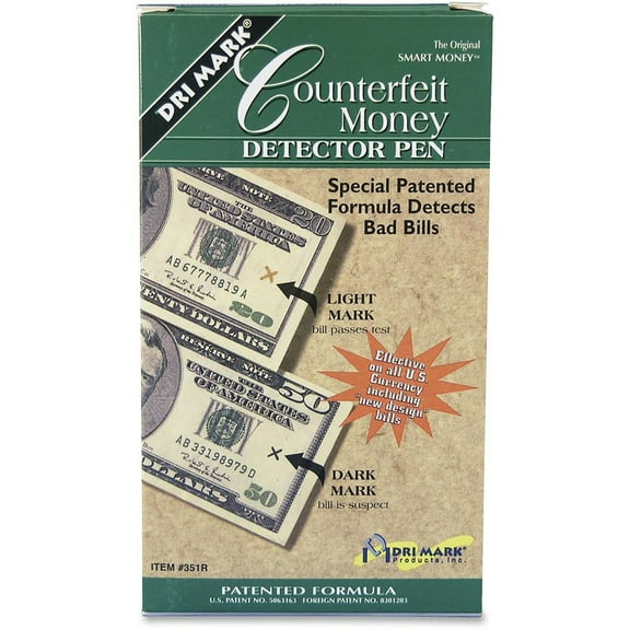 Dri Mark Smart Money Counterfeit Bill Detector Pen - Chemical - Black - 1 Dozen