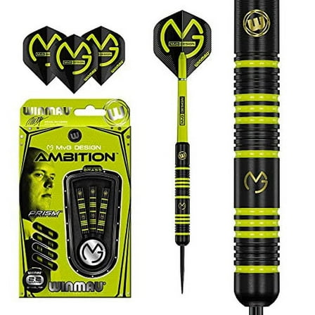 24 Gram Winmau Michael Van Gerwen Ambition Coated Brass Steel Tip Darts - MvG