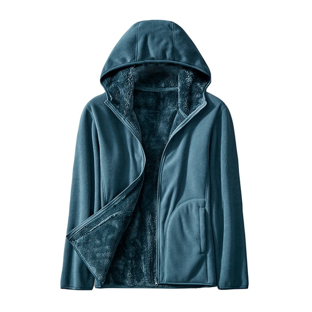 LOVZFMLL Jackets for Women Ladies Fleece Thickened Warm Hooded Reversible Jacket
