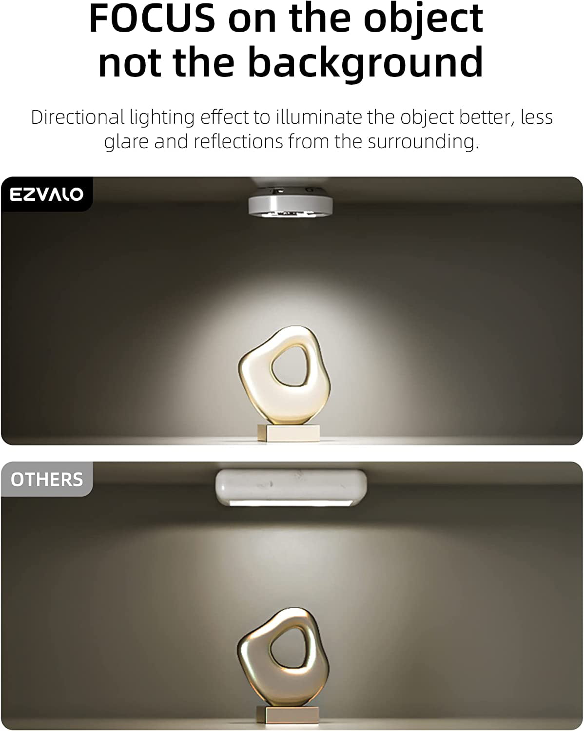EZVALO Puck Lights with Remote Control, Rechargeable LED Battery Operated,  Wireless, Group Control, Dimmable Under Cabinet/Counter Lighting Closet