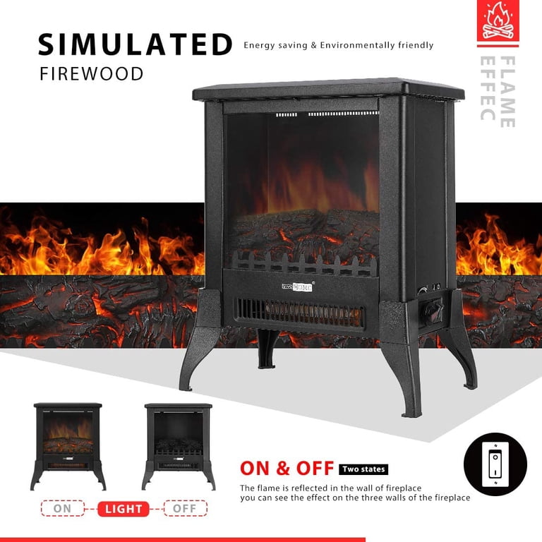 VIVOHOME 17 Inch Height Freestanding Electric Fireplace Stove Heater with  Realistic 3D Dancing Flame Effect, Overheat Protection, CSA Certified,  Black - Walmart.com