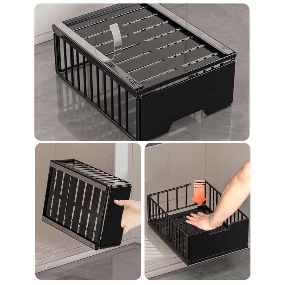 Pull Out Kitchen Cabinets Organizer, Pantry Pull Out Shelves, Metal Slide Out Storage Drawers for Cabinets, Bathroom Cabinet Organizer Black Short/Heightened 25/30cm Basket