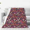 thumbnail image 4 of Salouo Apricot color Skull flower Print Bed Blankets,Flannel Blanket Comfortable Air Conditioning Blanket Lightweight Blanket for Sofa Bed Travel & Couch -80"x60", 4 of 8