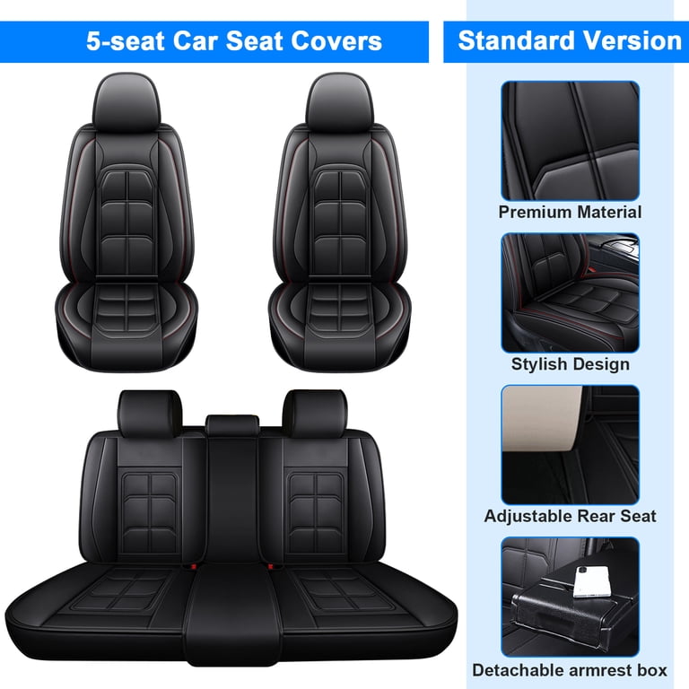 XLUMIO Car Seat Cover Set for Toyota RAV4 4.Generation 2013-2018, 5 Seater Seat Covers Front and Rear, Waterproof PU Leather Car Seat Protector Cover