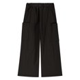 thumbnail image 5 of Lenpel Girls' Wide Leg Pants Baggy Elastic Waist Drawstring Casual Pants Trendy Loose Trousers with Pockets 5-14 Y, 5 of 7
