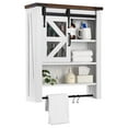 thumbnail image 2 of Litake Bathroom Cabinet Wall Mounted with Towel Bar, Over Toilet Cabinet, Medicine Cabinet with Sliding Door Adjustable Shelves, Hanging Storage Cabinets for Bathroom Laundry Room Kitchen, White, 2 of 9