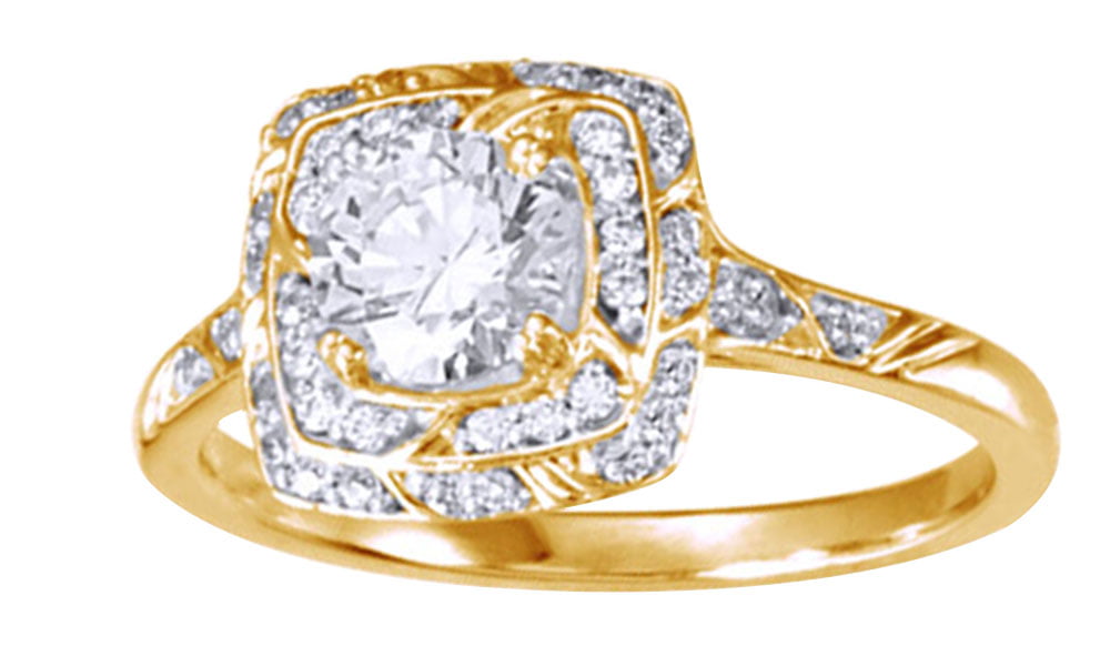 Details about    1.25Ct Oval Cut Diamond Marquise And Dot Engagement Ring 14K Yellow Gold Finish 