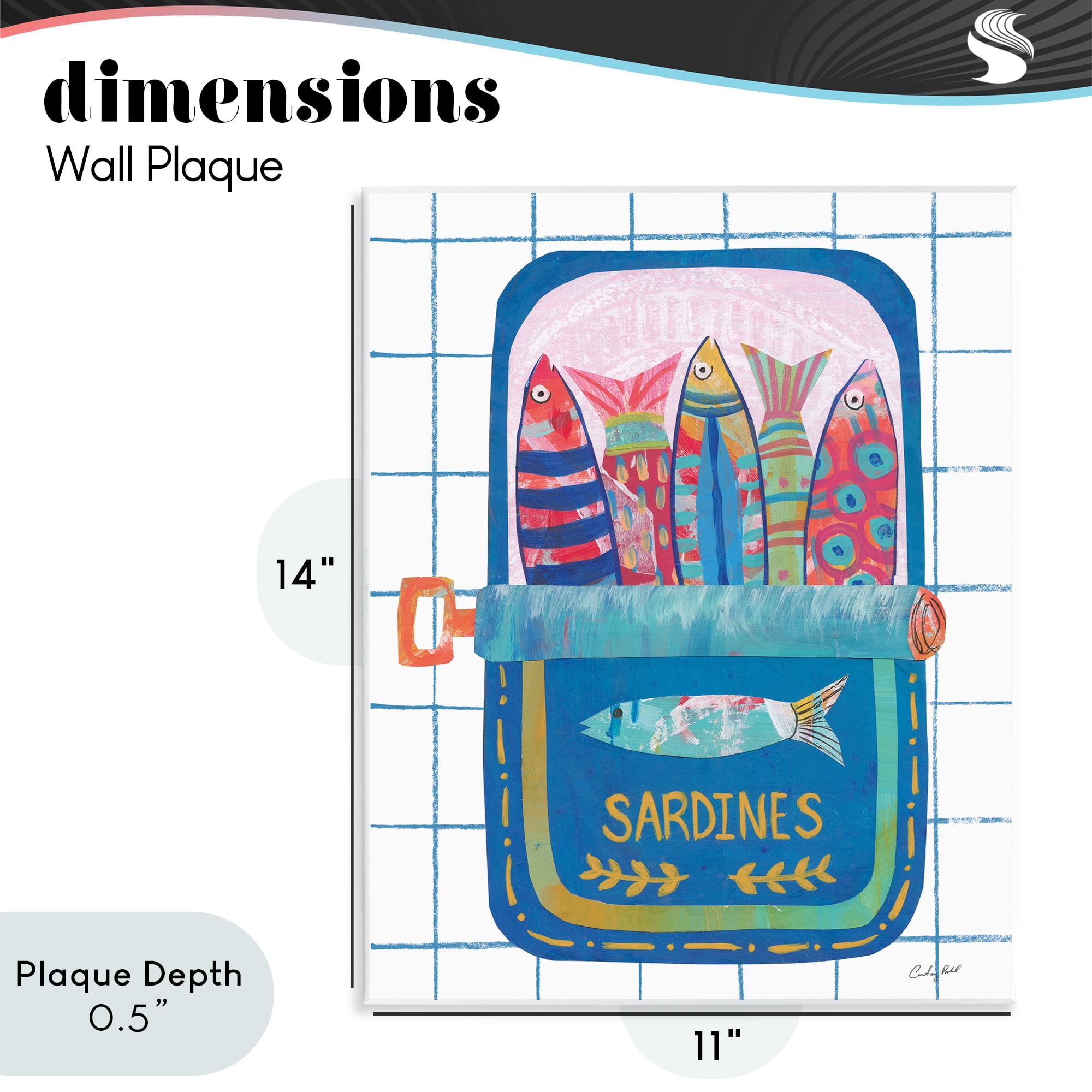 Stupell Industries Silly Sardines Blue Tin Wall Plaque Art, design by Courtney Prahl