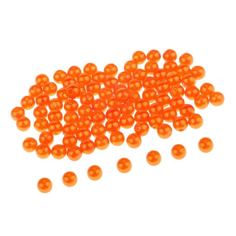90pcs Plastic Round Fishing Beads Lure Sea Fishing Rigs Lure Bait 6mm Orange