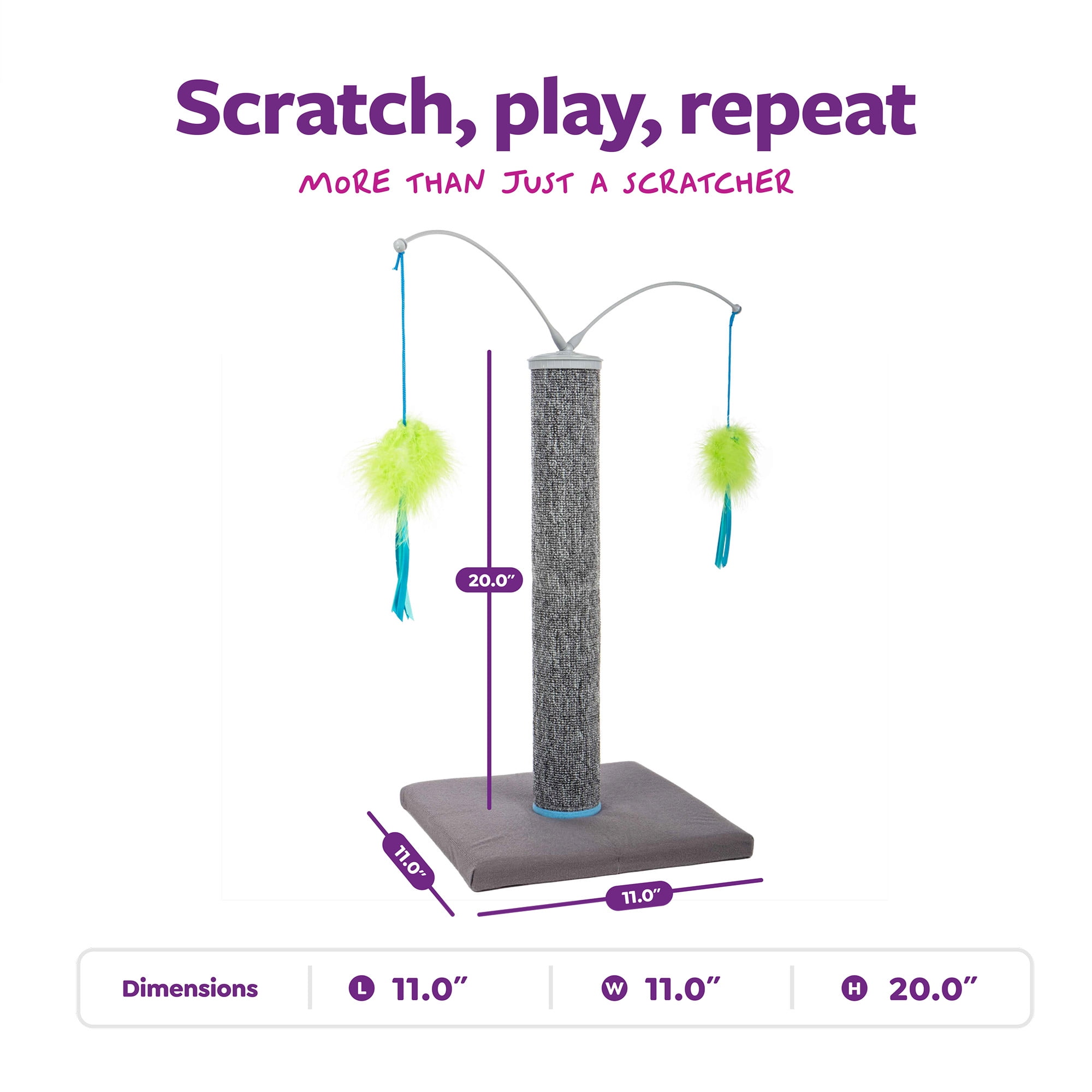 SmartyKat Scratch 'N Spin Cat Toy, Carpet Scratching Post, Interactive Spinning Wand, Multicolored
