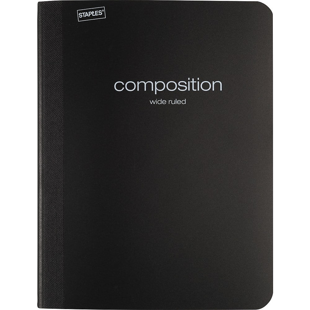 Staples Poly Composition Notebook Wide Ruled 93/4" x 71/2" Black