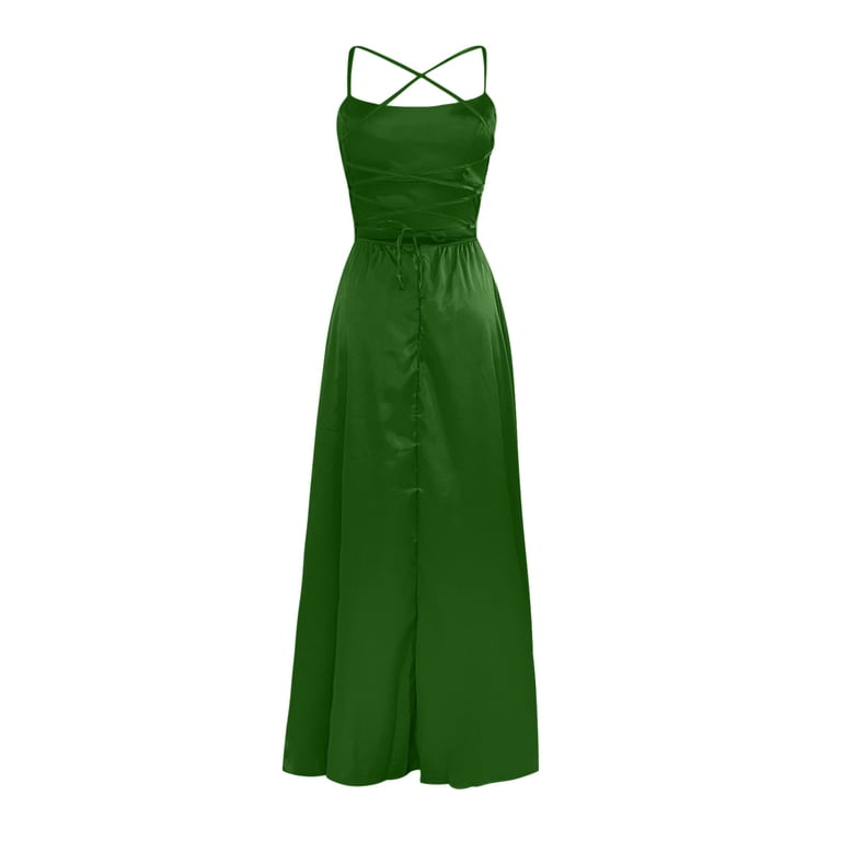 Alkepwun Dresses for Women 2025 Elegant Classy Lace Up Backless Strappy  Sleeveless High Waist Split Flowy Cami Dress Ladies Cocktail Party Maxi  Long Dress - Walmart.com