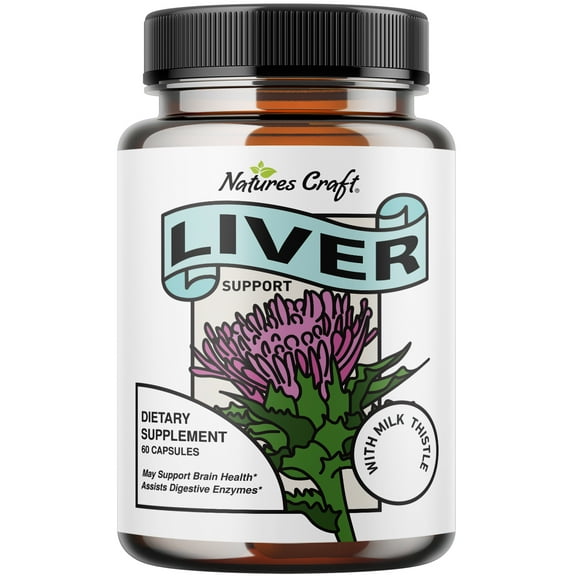 Nature's Craft Vegan Liver Support Dietary Supplement with Milk Thistle, 60 Capsules