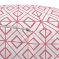thumbnail image 3 of Pink Pouf Cover with Zipper, Vintage Retro Tile with Geometrical Shapes Triangles Squares Lines Art Print, Soft Decorative Fabric Unstuffed Case, 30" W X 17.3" L, Pink and White, by Ambesonne, 3 of 5
