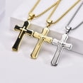 thumbnail image 5 of 14K Yellow Gold Cross Pendant Christian Amulet Three Layer Three-dimensional Sweater Chain Lovers Religious Jewelry Necklaces, 5 of 9
