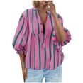 thumbnail image 1 of Yanlir Womens Casual Lapel Neck Button Down Blouse Long Sleeve Solid Color T Shirt Tops Comfortable Fashion Regular Fit Spring Summer Work Party(Hot Pink#1,L), 1 of 6