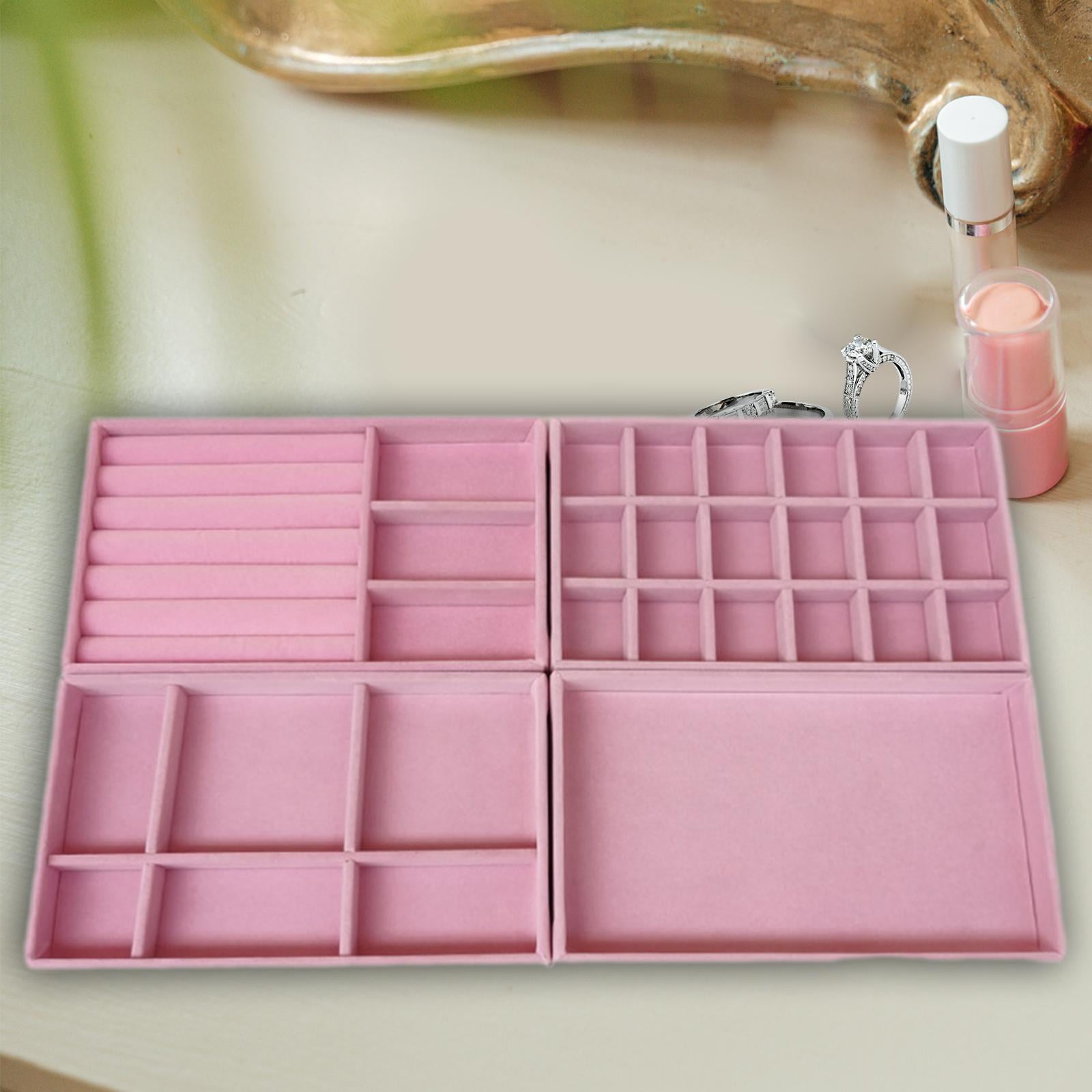 4x Stackable Jewelry Trays Organizer, Space Saving, Large Capacity