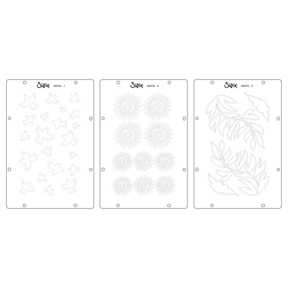 Sizzix Clear Stamp Set 5/Pkg W/Stencils 3/Pkg By Cat Kerr-Ikigai