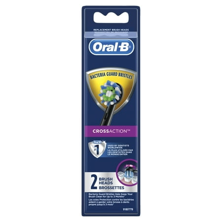 Replacement Refill Brush Heads - Oral-B CrossAction Electric Toothbrush Replacement Brush Head Refills, Black, 2 Count