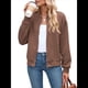 thumbnail image 3 of Chaqueta Informal de Mujer con Cuello Alto y Cremallera, Ideal para Otoño. Conjuntos con Bolsillos. Caqui L, 3 of 10