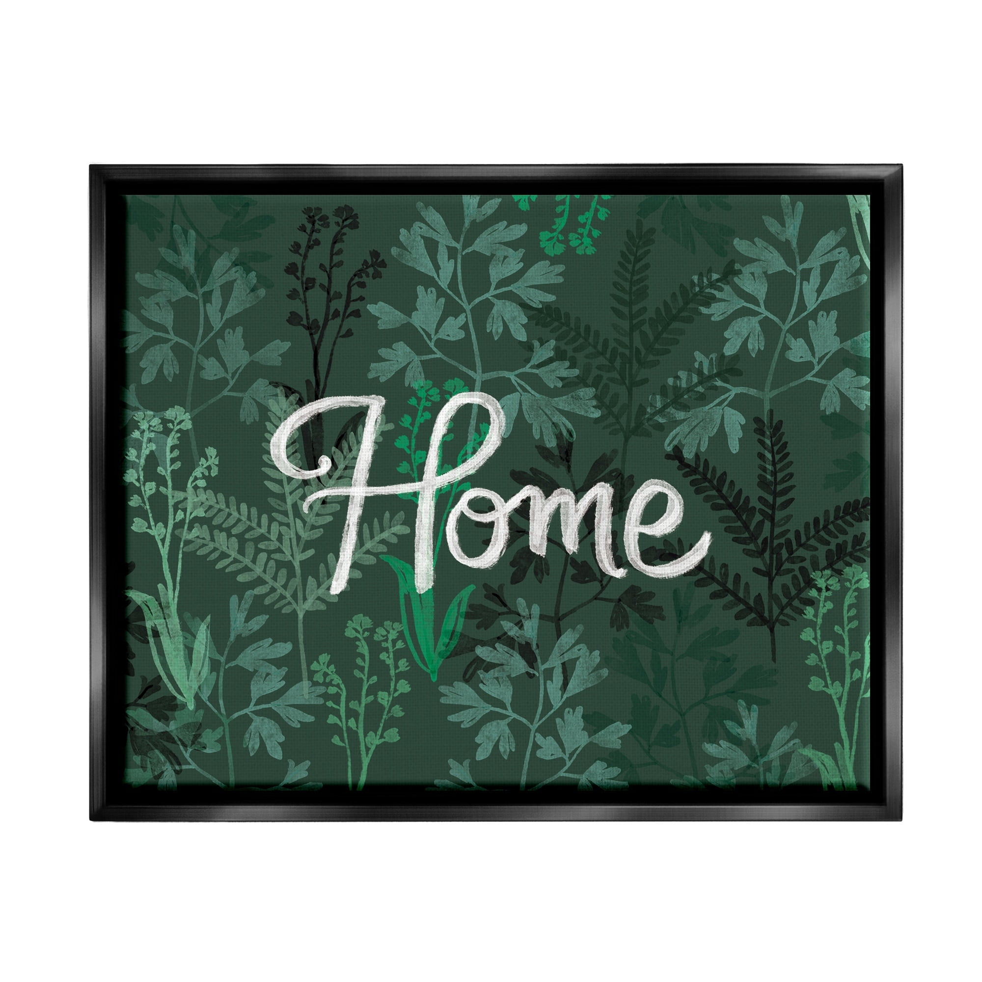 Stupell Industries Green Botanicals Plants Home Calligraphy Cottage Design Graphic Art Luster Gray Floating Framed Canvas Print Wall Art, Design by Ilaria Benedetti