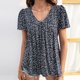 thumbnail image 2 of Blusas para Mujeres Casual, Impresión Floral Sólida de Gran Tamaño, Cuello de Manga Corta Blusa Superior, 2 of 8