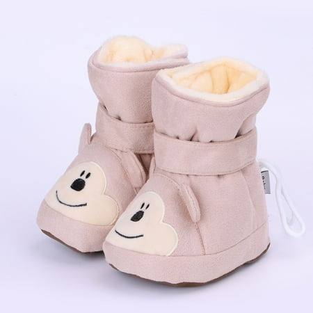 

Quealent Baby Booties Unisex-Child Baby Girls Cozy Boots Crib Shoes Beige 12 Months